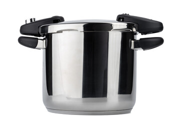 Metal thermo casserole isolated on white background