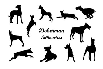 Doberman dog silhouettes
