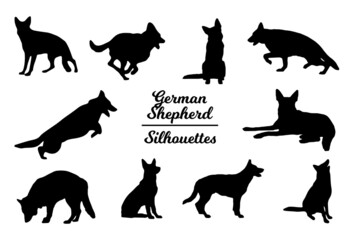 German shepherd dog silhouettes