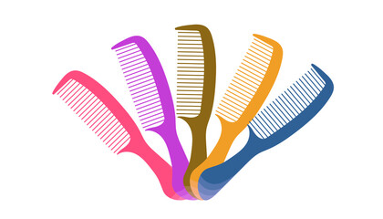 Set of combs on white background.  Vector illustration