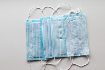 Medical protection masks isolated on white. Virus protection equipment