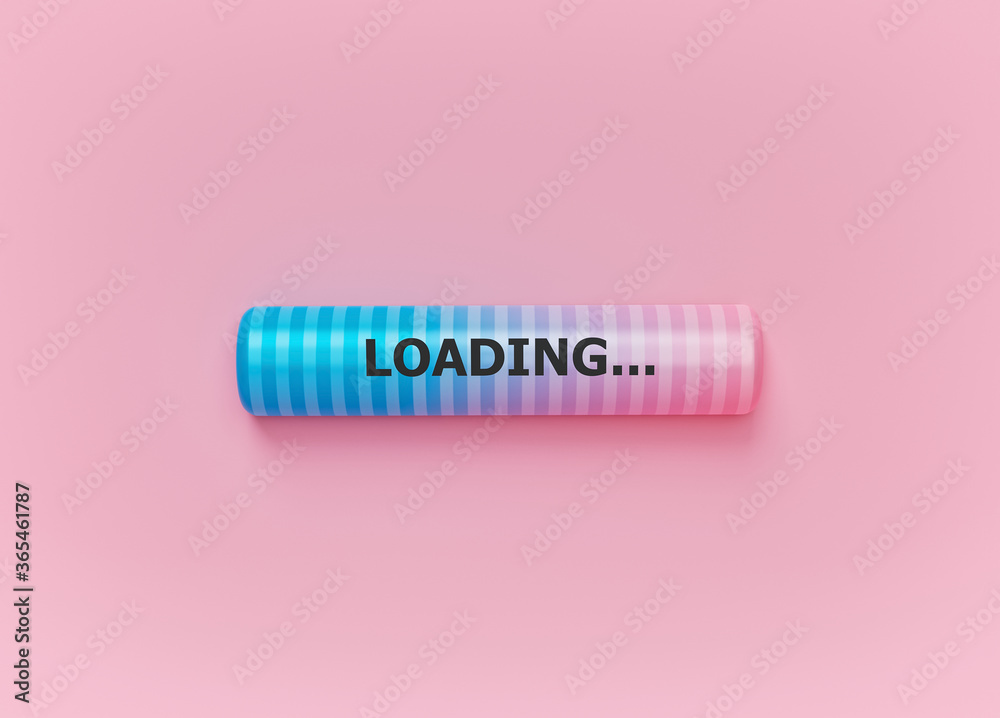 Poster simple progress loading bar in pastel pink background. 3d rendering