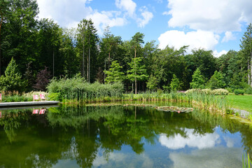Obraz premium Mersmann - Teiche im ehemaligen Park der Landesgartenschau Bad Lippspringe, Kreis Paderborn, Ostwestfalen-Lippe