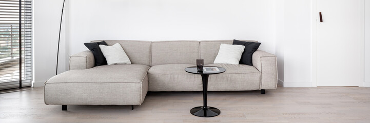 Stylish and simple corner sofa, panorama