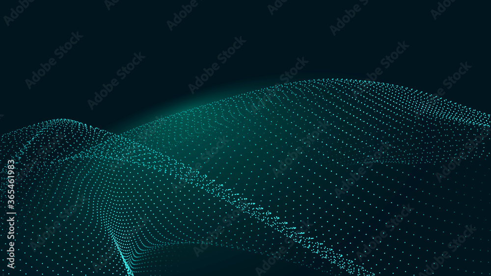Leinwandbilder Abstract digital wave of particles. Futuristic point wave. Technology background vector. Vector illustration