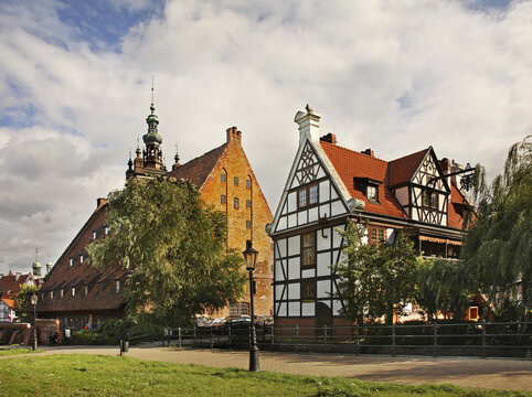 Embankment of the Radunia river in Gdansk. Poland