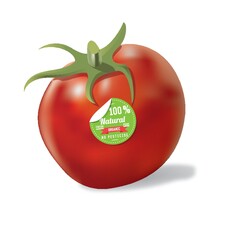tomato with sticker