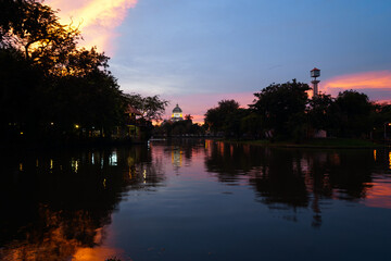 sunset over the river