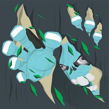 monster ripping through a cloth