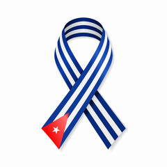 Cuban flag stripe ribbon on white background. Vector illustration.