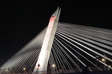 Fototapeta na wymiar Lighting of the bridge in Guangzhou