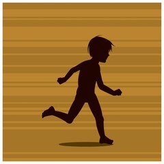 Fototapeta na wymiar silhouette of boy running