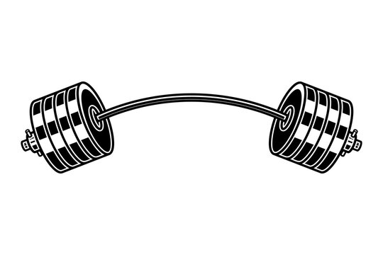 Illustration Of Heavy Athletic Barbell In Engraving Style. Design Element For Logo, Label, Emblem, Sign, Badge.