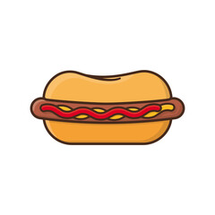 Hot Dog isolated vector illustration for Hot Dog Day on July 22. Fast Food symbol.