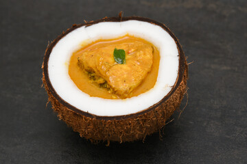 Fish curry, Thai King , Barracuda fish curry with coconut milk mild spicy seafood cuisine,...