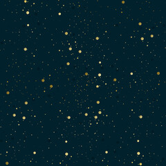 Dark blue seamless background with golden drops.