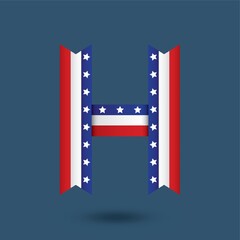 usa ribbon alphabet h