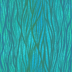 Seamless pattern with blue, green and turquoise stripes. Seaweed.