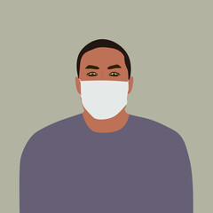 Male person wearing protective face mask