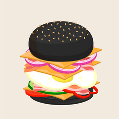 Apetite grilled burger. Delicious fast food chisburger.