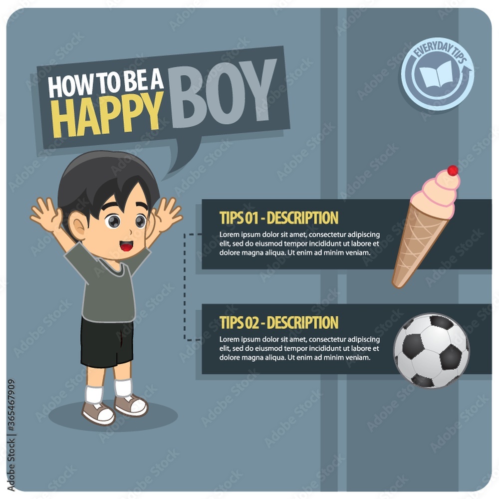 Canvas Prints infographic of an happy boy