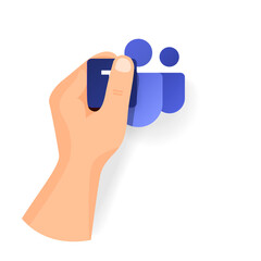 Hand keep new Teams icon from popular program office microsoft. Vector separate icons