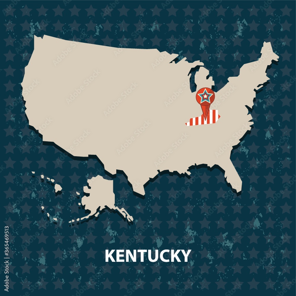 Wall mural kentucky state on the map of usa