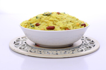Indian Traditional Spicy And Sweet Mixture Namkeen Also Know as Chivda, Farsan, Namkin, Chiwada, or nylon chevdo 