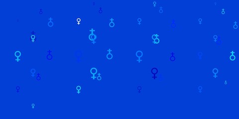 Light Blue, Red vector background with woman symbols.