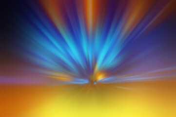 radial multicolored light rays, blurred background.