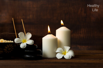 Thai spa massage.  Spa body treatment and beauty wellness. Therapy aromatherapy for body women with candles for relax spa massage and wellness setting ready healthy lifestyle.