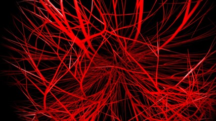 Blood vessel strings virtual reality. Abstract 3D flying inside human body