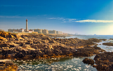 Boa Nova Lighthouse, Farol de Leça, Boa Nova Beach, Praia da Senhora da Boa Nova Porto Portugal