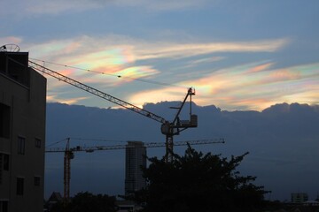 Rainbow Cloud Over Construction Site