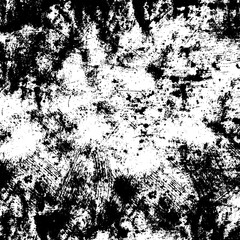 Black and white grunge texture. Vector abstract monochrome background. Old worn surface covered with dirt, scratches, cracks