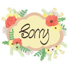 sorry label with flower decorations