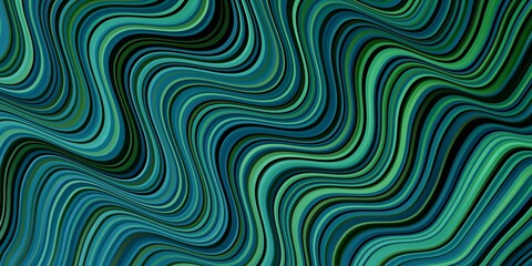 Light Blue, Green vector pattern with wry lines. Bright illustration with gradient circular arcs. Pattern for commercials, ads.