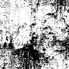 Black and white grunge texture. Vector abstract monochrome background. Old worn surface covered with dirt, scratches, cracks