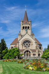 Fototapeta na wymiar view of the historic Pauluskirche church in downtwon Basel