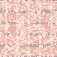 Monochrome pink vector marbled fluid paint texture seamless pattern background Streaked and variegated painterly swirls on geometric grid backdrop. All over print for wellness, packaging.