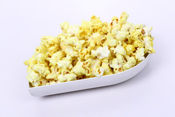 Popcorn in a bowl. Snack for a movie