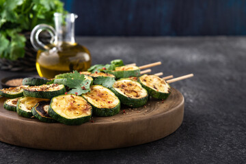 space bbq grill zucchini food background