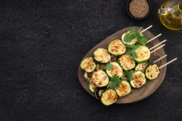 space bbq grill zucchini food background
