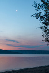 Naklejka na ściany i meble Sunrise on the lake in summer season