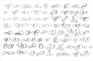 70 brush ink calligraphy swirls and flourishes set