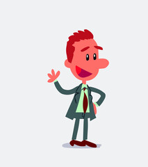 Businessman waving happily in isolated vector illustration
