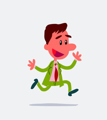 Businessman running happily in isolated vector illustration

