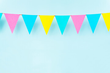 Background for celebration. Garland, triangular flag. お祝い用背景　ガーランド、三角旗