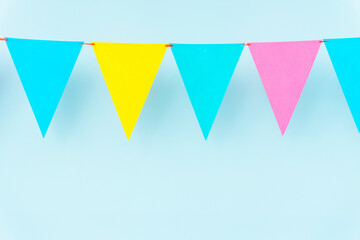 Background for celebration. Garland, triangular flag. お祝い用背景　ガーランド、三角旗