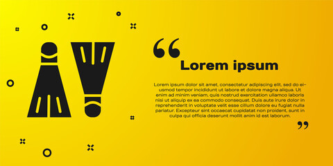 Black Rubber flippers for swimming icon isolated on yellow background. Diving equipment. Extreme sport. Sport equipment. Vector Illustration. © Kostiantyn